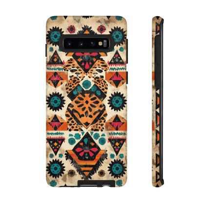 Bohemian Leopard & Tribal Floral Tough Samsung Galaxy Case – Vibrant Eclectic Design, Dual-Layer Protection
