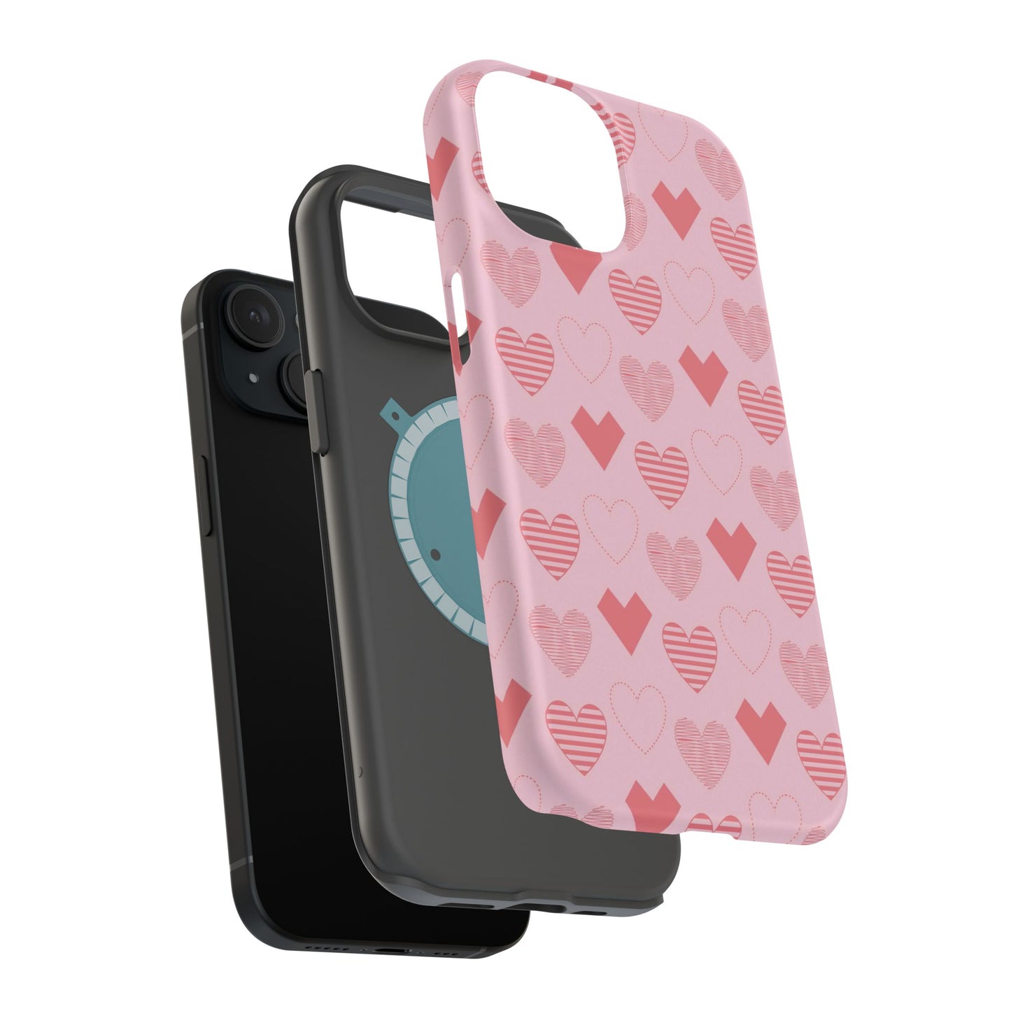 Striped Hearts MagSafe iPhone Case