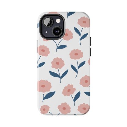 Playful Pink Floral Tough iPhone Case – Soft Pastel Design, Slim & Shockproof