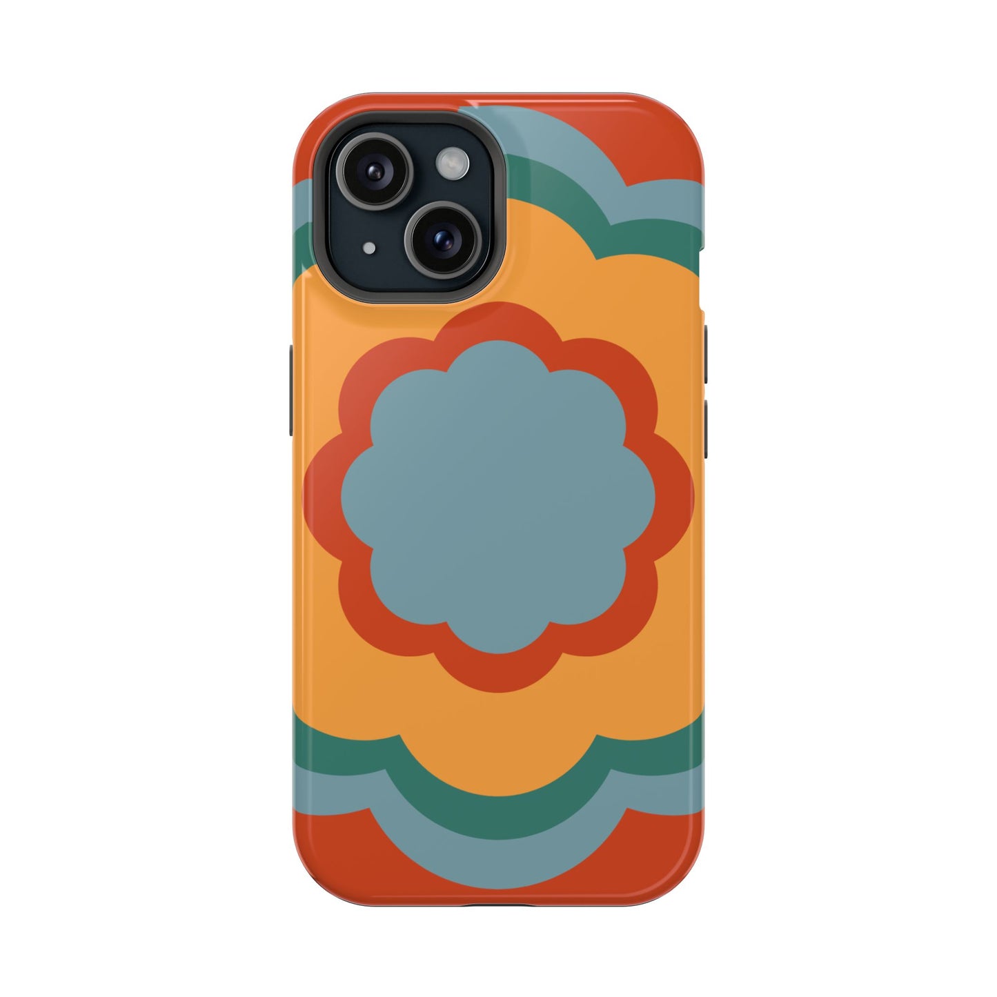 Retro Flower Power MagSafe iPhone Case – Bold 70s-Inspired Design with Dual-Layer Protection