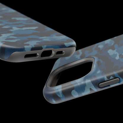 Dark Blue Camouflage – MagSafe iPhone Case with Modern Rugged Style