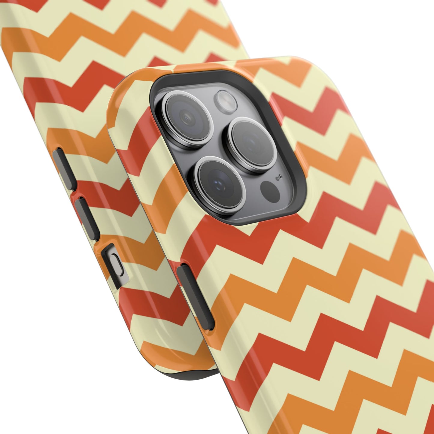 Warm Sunset Chevron – Orange, Red & Cream Geometric MagSafe iPhone Case