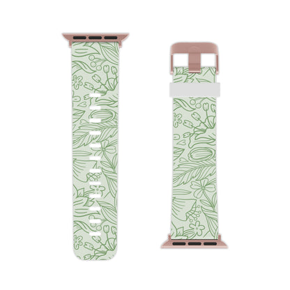  Sage Green Floral Line Art Apple Watch Band