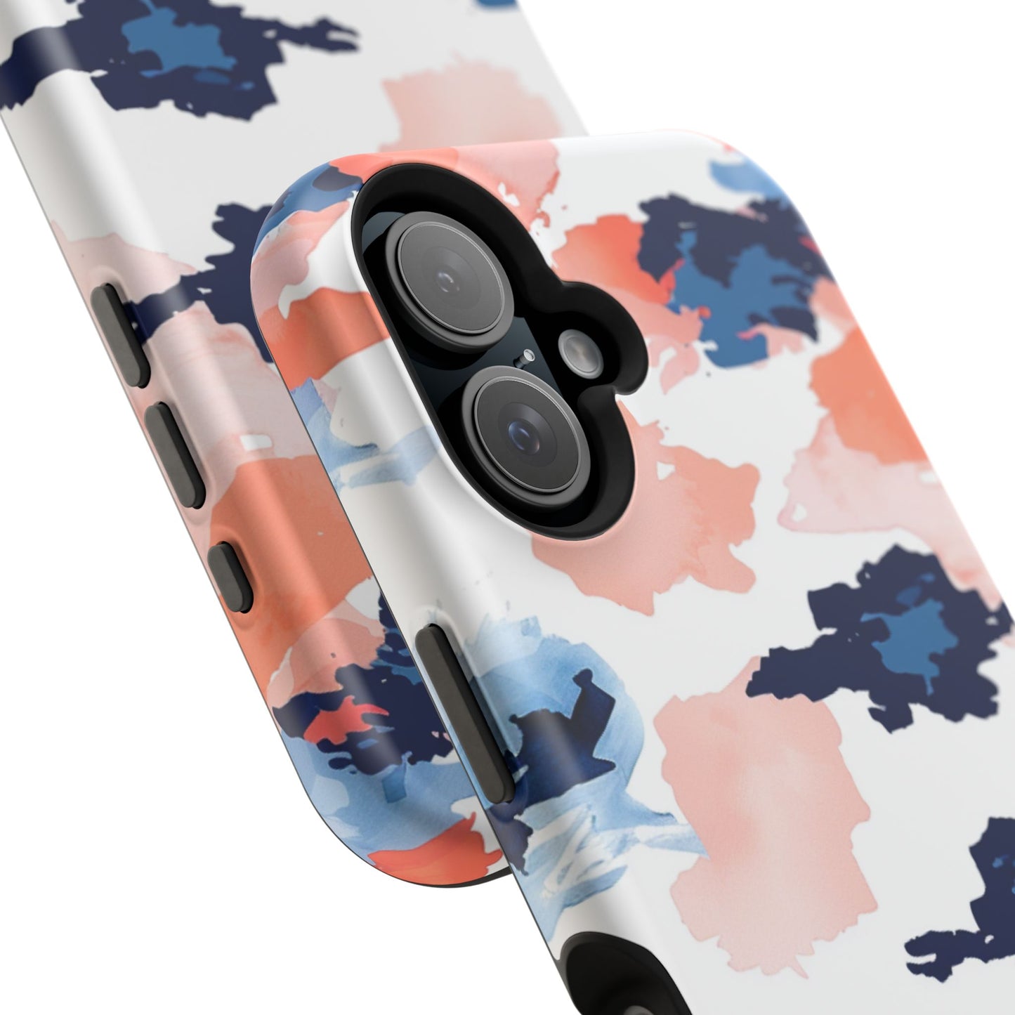 Abstract Coral & Navy Watercolor Design – MagSafe iPhone Case