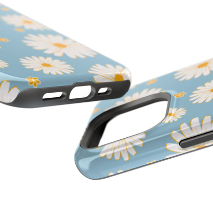 Bright Daisy MagSafe iPhone Case – Light Blue Background, Shockproof and Slim Design