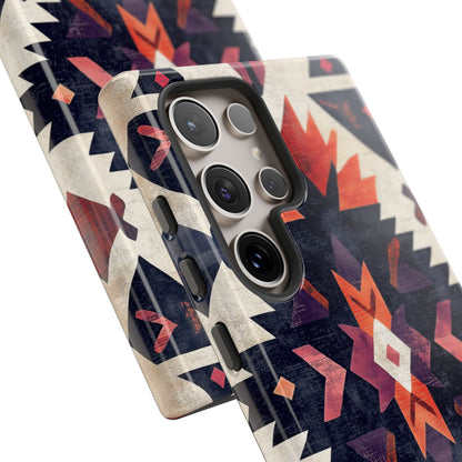 Boho Tribal Starburst Tough Samsung Galaxy  Case – Vibrant Geometric Design, Dual-Layer Protection