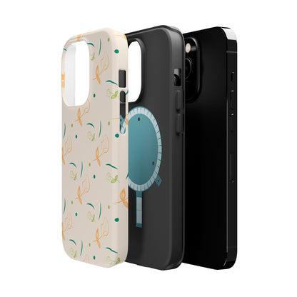 Soft Pastel Abstract Floral Tough MagSafe iPhone Case – Playful Minimalist Design with Dual-Layer Protection