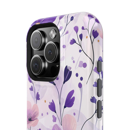 Purple Floral Bliss MagSafe iPhone Case – Delicate Blossom Design