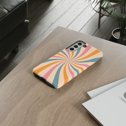 Retro Swirl Pattern Samsung Galaxy Case – Bold 70s Vibe in Pink, Orange, and Teal