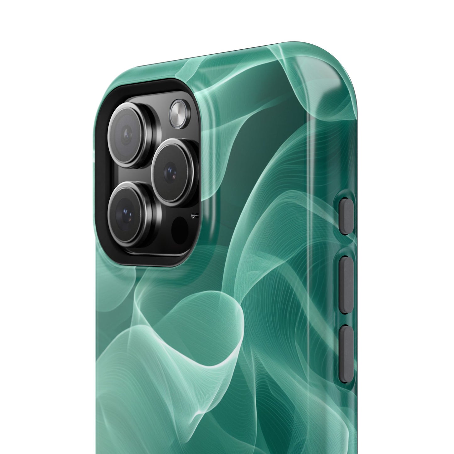 Emerald Flow MagSafe iPhone Case – Translucent Green Fabric-Inspired Design