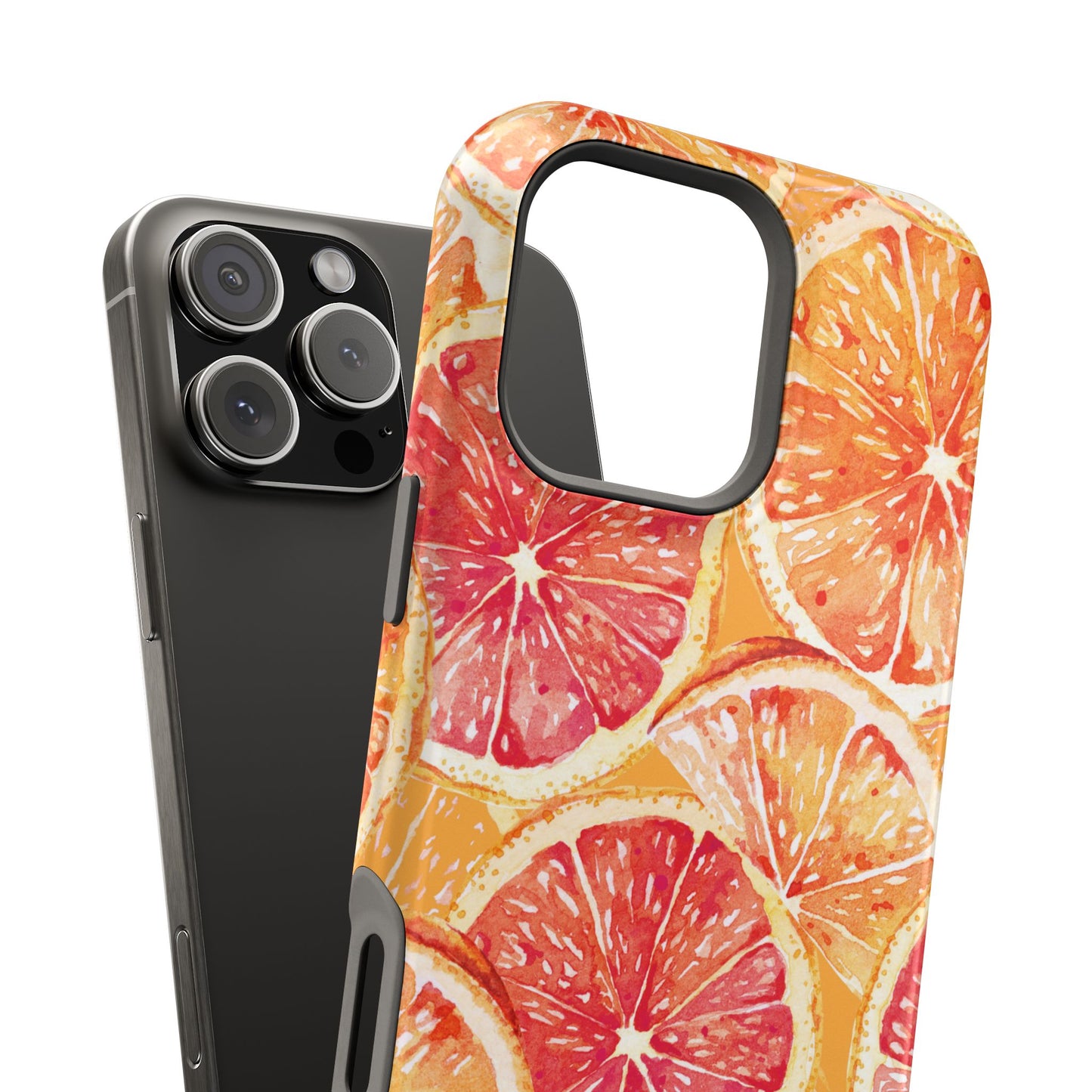 Watercolor Citrus Splash Tough MagSafe iPhone Case – Vibrant Fruit Print, Shock-Resistant Design