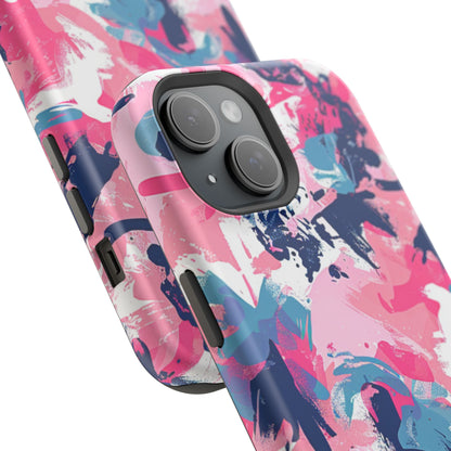 Vibrant Pink & Navy Abstract Splash – MagSafe iPhone Case