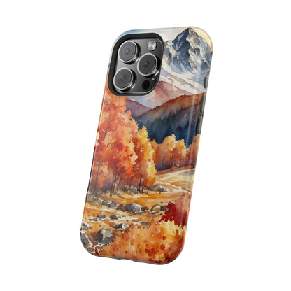 Watercolor Autumn Forest and Mountains - MagSafe iPhone Case