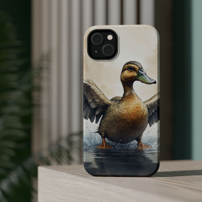 Graceful Duck in Watercolor Scene - MagSafe iPhone Case