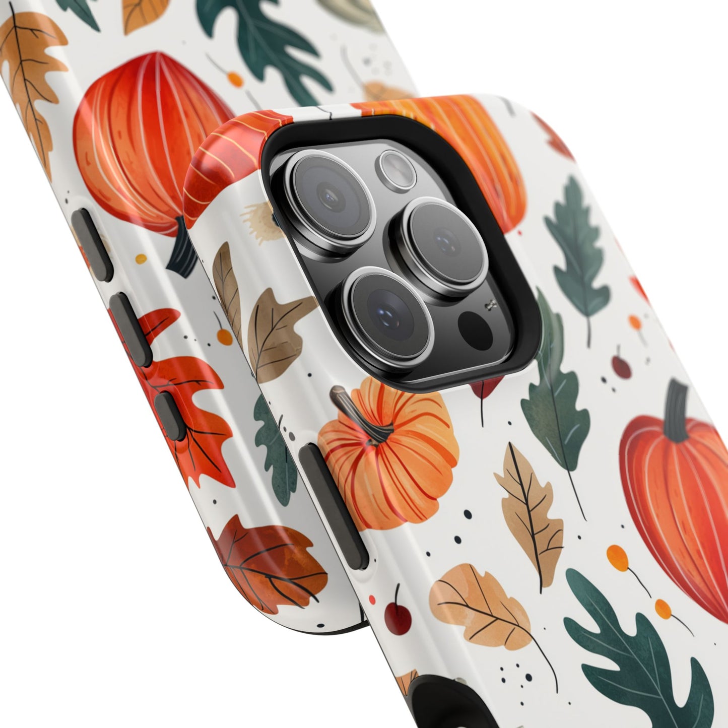 Autumn Harvest MagSafe iPhone Case - Pumpkin and Fall Leaf Design