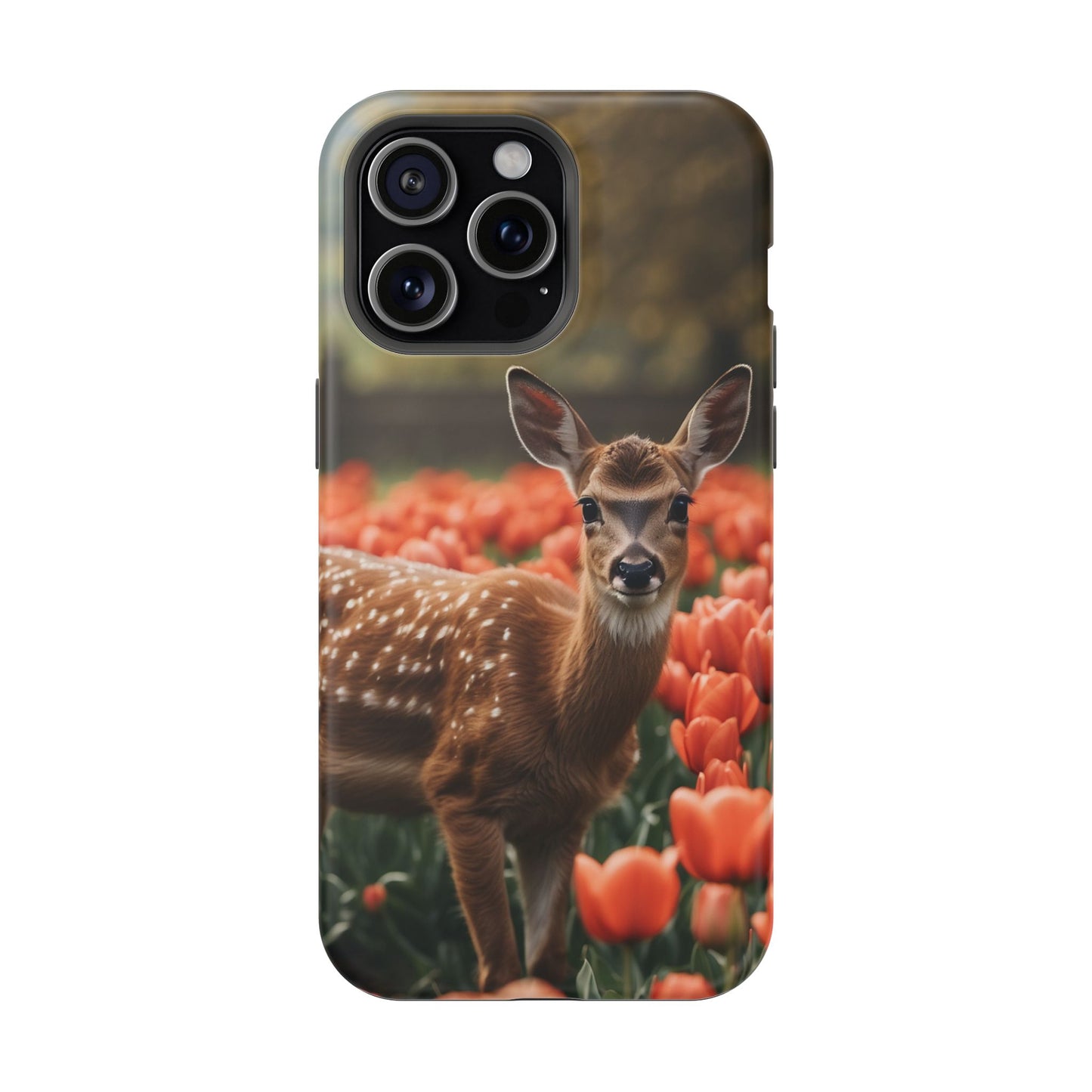 Fawn Among Tulips MagSafe iPhone Case