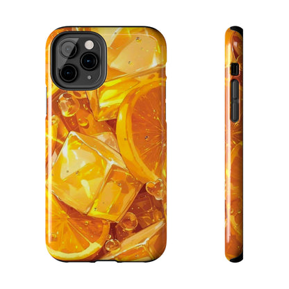 Citrus Splash iPhone Case – Bright Orange Slices & Ice, Dual-Layer Protection