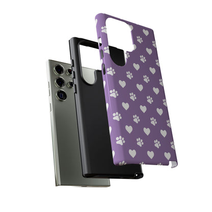 Lavender Paw Prints & Hearts Design - Adorable Pet Lover Samsung Galaxy Case