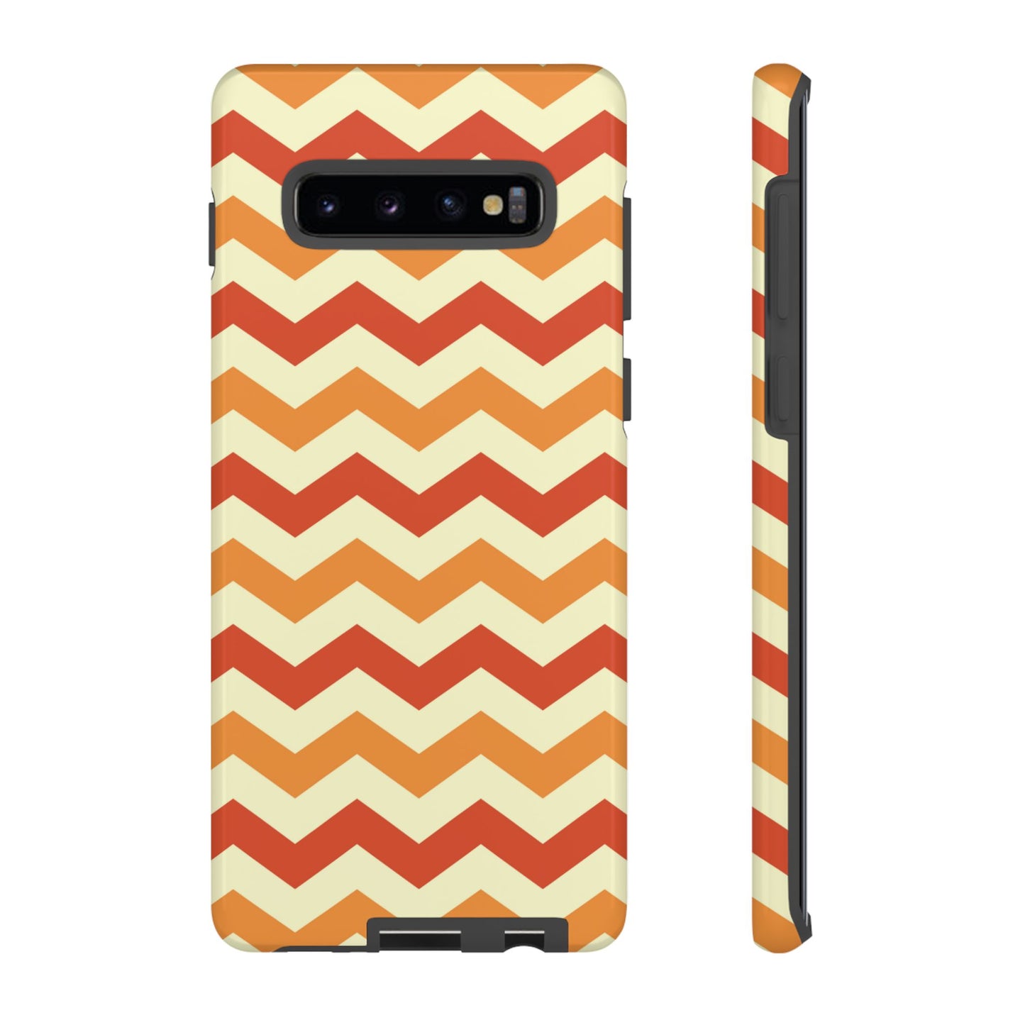 Warm Sunset Chevron – Orange, Red & Cream Geometric Samsung Galaxy Case