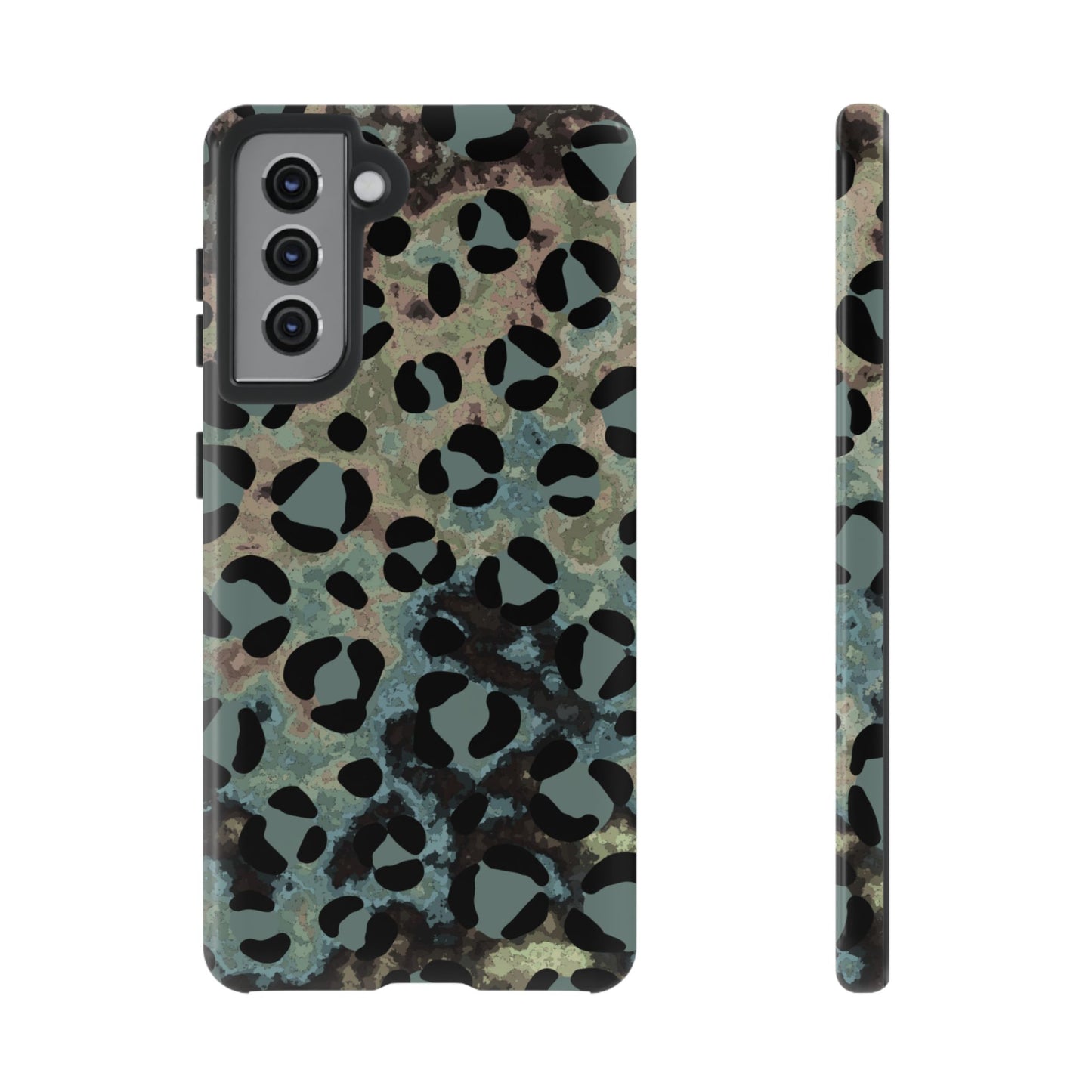 Moody Watercolor Leopard Print Tough Samsung Galaxy Case – Earthy Abstract Pattern with Dual-Layer Protection