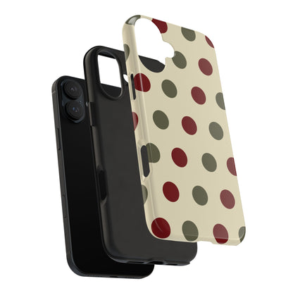 Red & Green Polka Dots on Cream – iPhone Case