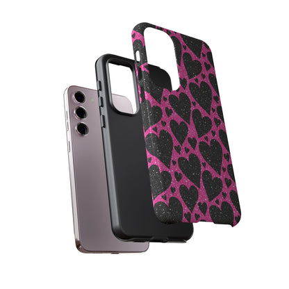 Pink Glitter Hearts Samsung Galaxy Case