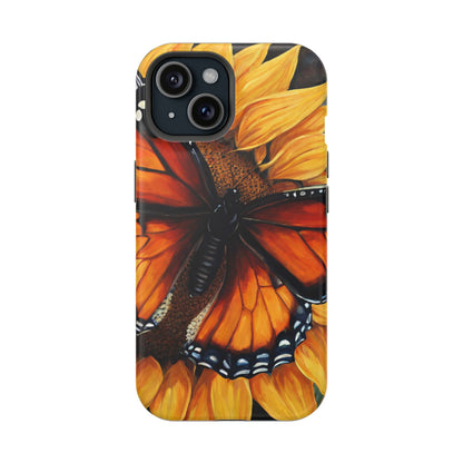 Monarch Butterfly & Sunflower Art – MagSafe iPhone Case