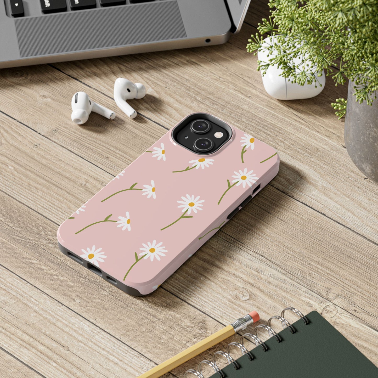 Daisy Delight Tough iPhone Case – Cute Floral Design with Dual-Layer Protection