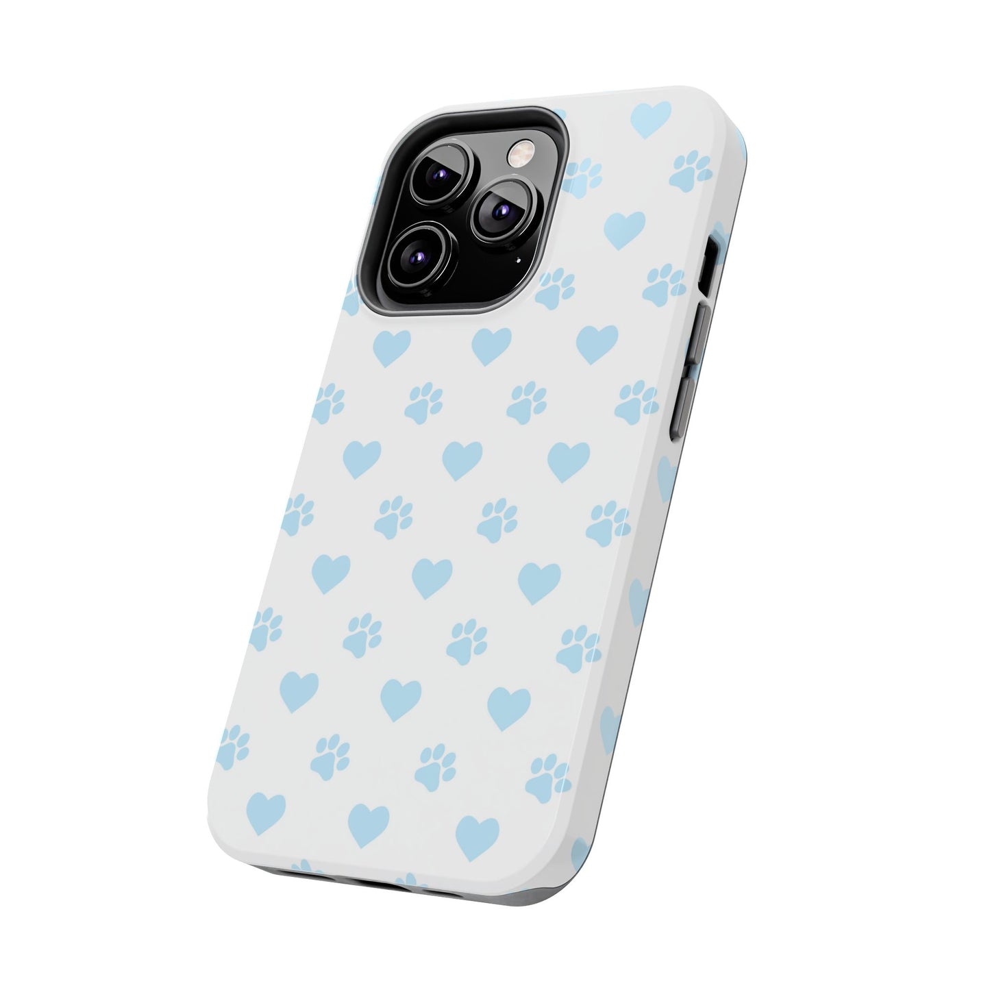 Light Blue Paw Prints & Hearts – iPhone Case for Animal Lovers