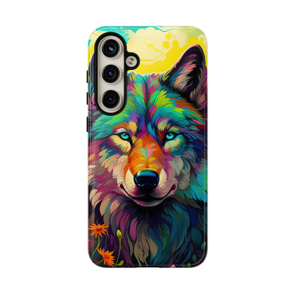 Rainbow Wolf in Bloom – Samsung Galaxy Case with Vivid Nature Design