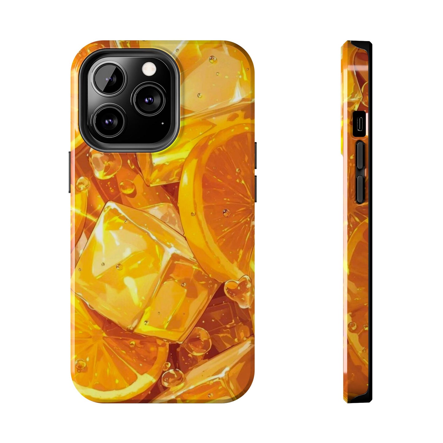 Citrus Splash iPhone Case – Bright Orange Slices & Ice, Dual-Layer Protection