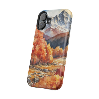 Watercolor Autumn Forest and Mountains - MagSafe iPhone Case