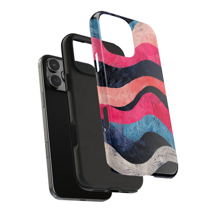 Abstract Wave Pattern iPhone Case – Shockproof, Matte Finish, Dual-Layer Protection