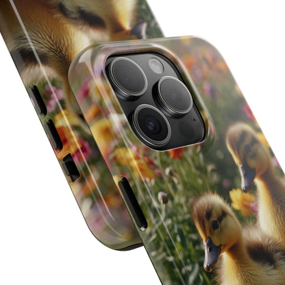 Charming Ducklings in Floral Garden - iPhone Case