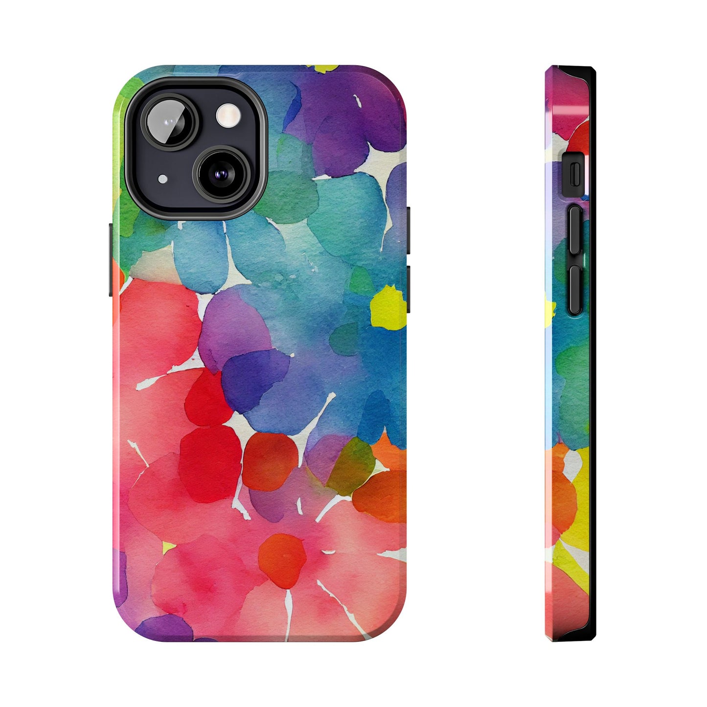 Rainbow Bloom Watercolor iPhone Case – Slim Design, Glossy Finish