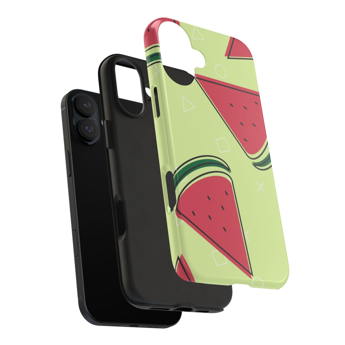 Watermelon Slice iPhone Case – Fresh & Fun Design with Retro Geometric Pattern