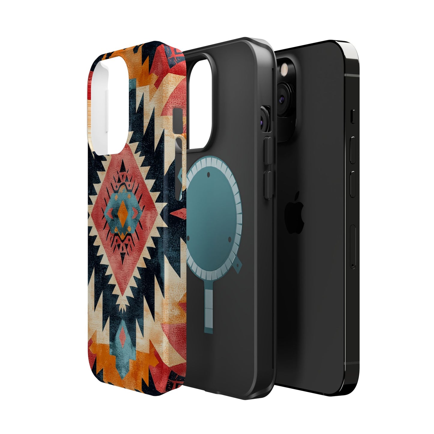 Bold Aztec Pattern Tough MagSafe iPhone Case – Vibrant Geometric Design, Dual-Layer Protection