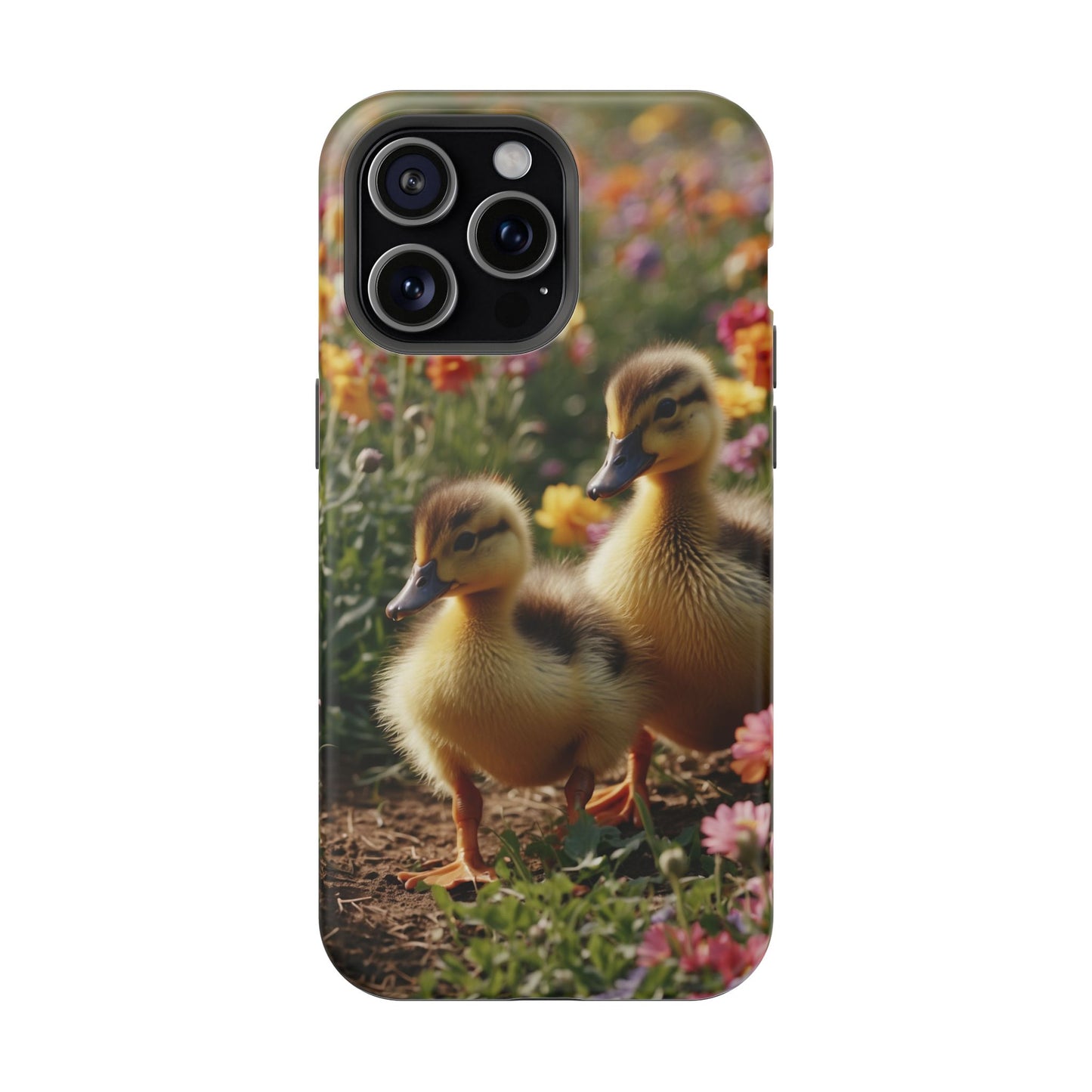 Charming Ducklings in Floral Garden - MagSafe iPhone Case