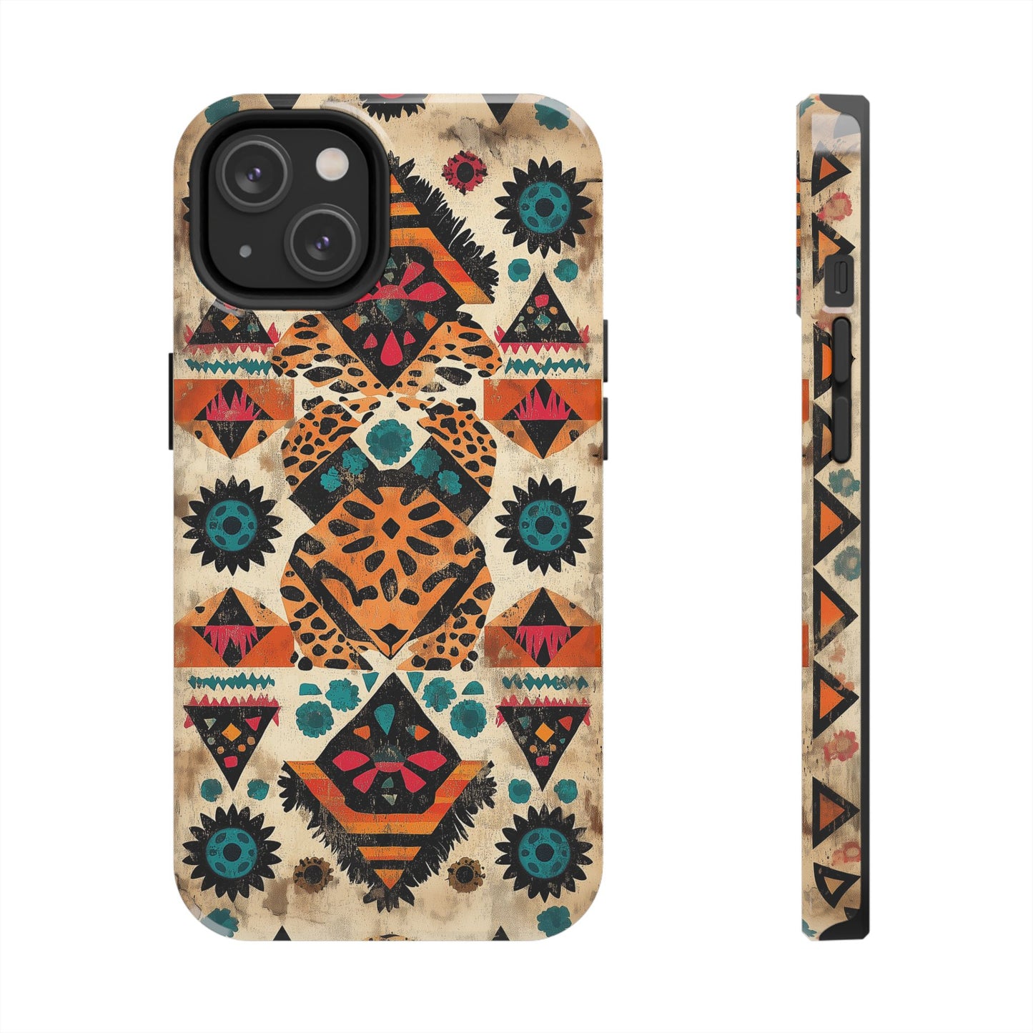 Bohemian Leopard & Tribal Floral Tough iPhone Case – Vibrant Eclectic Design, Dual - Layer Protection - BOGO Cases