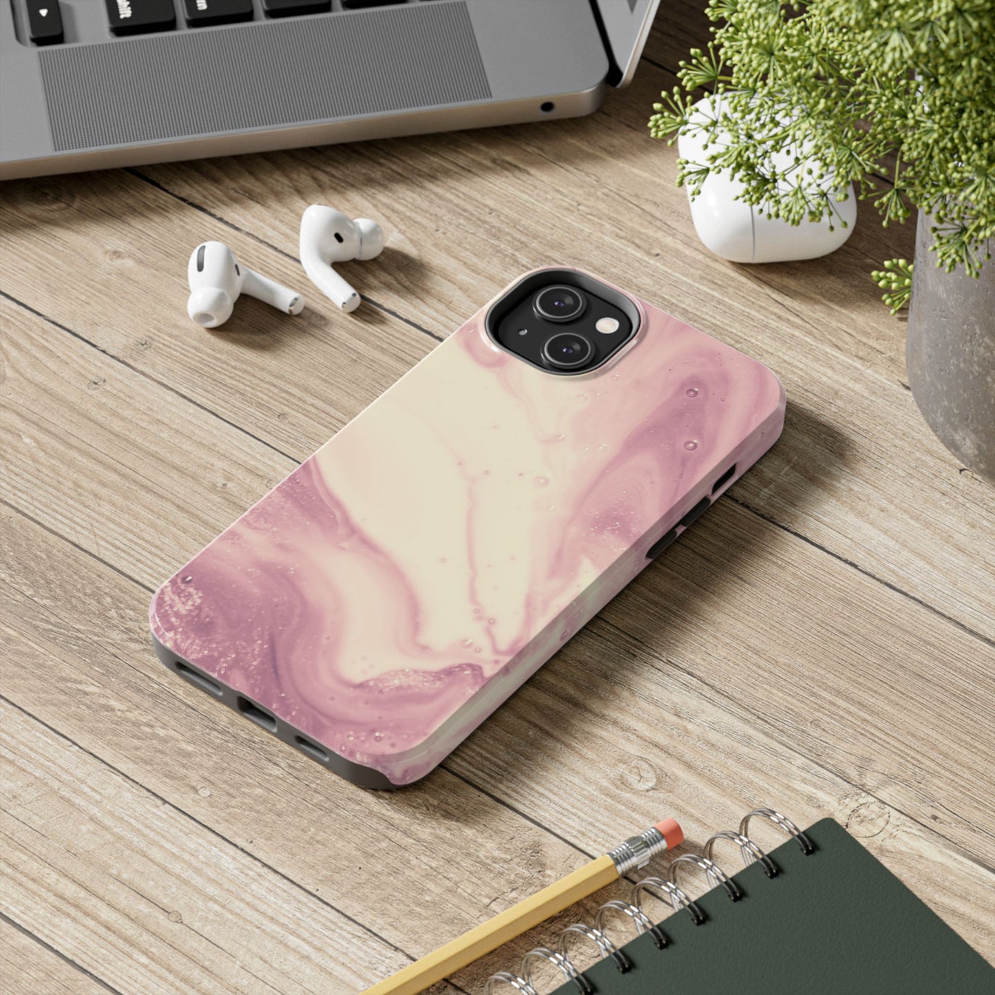 Blush Marble Glow – iPhone Case with Rose Gold & Pink Swirl Pattern