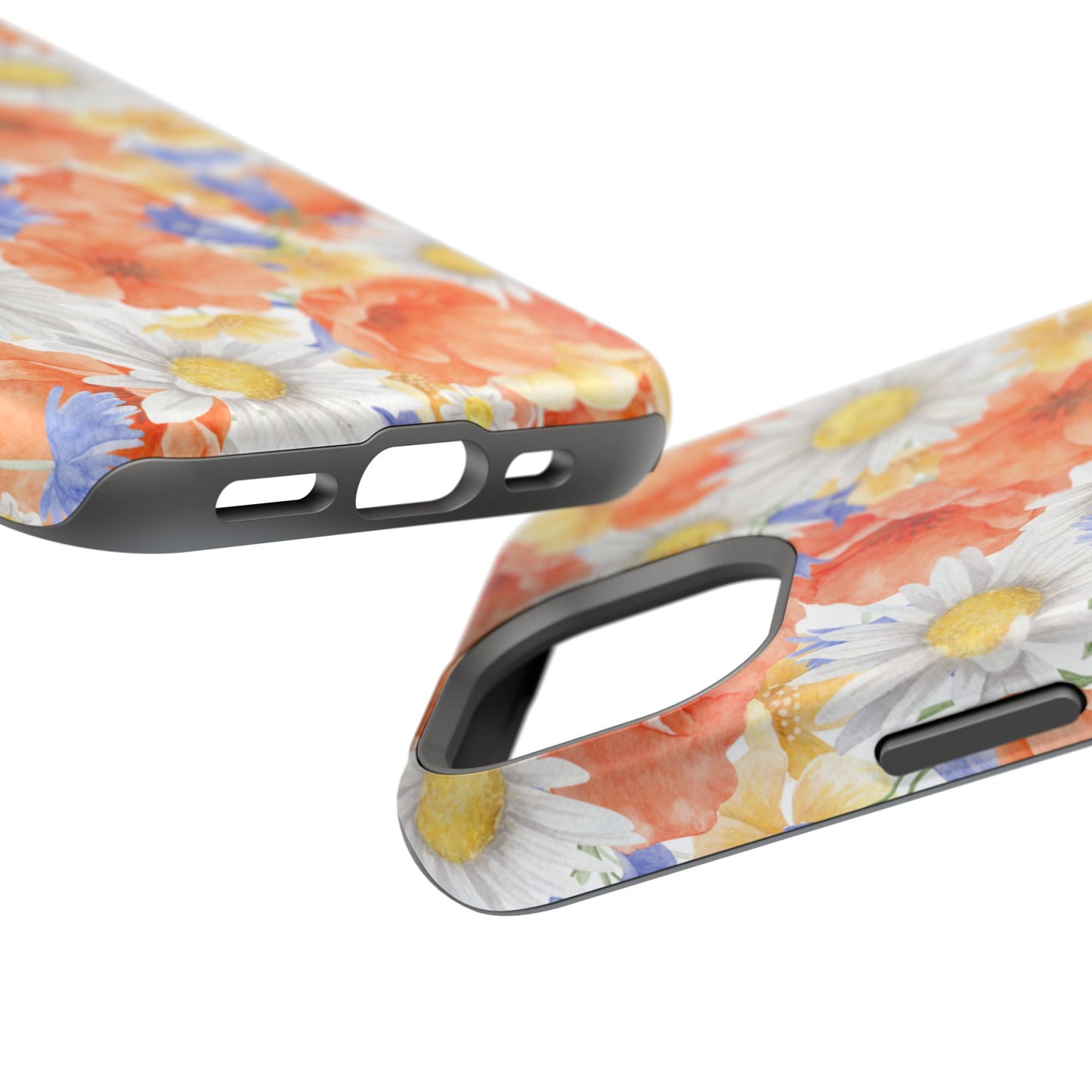 Watercolor Wildflower Pattern MagSafe iPhone Case – Durable Matte Finish with Daisy, Poppy & Cornflower Design