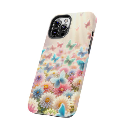 Butterfly Flower Garden - iPhone Case - Pastel Floral Protective Cover