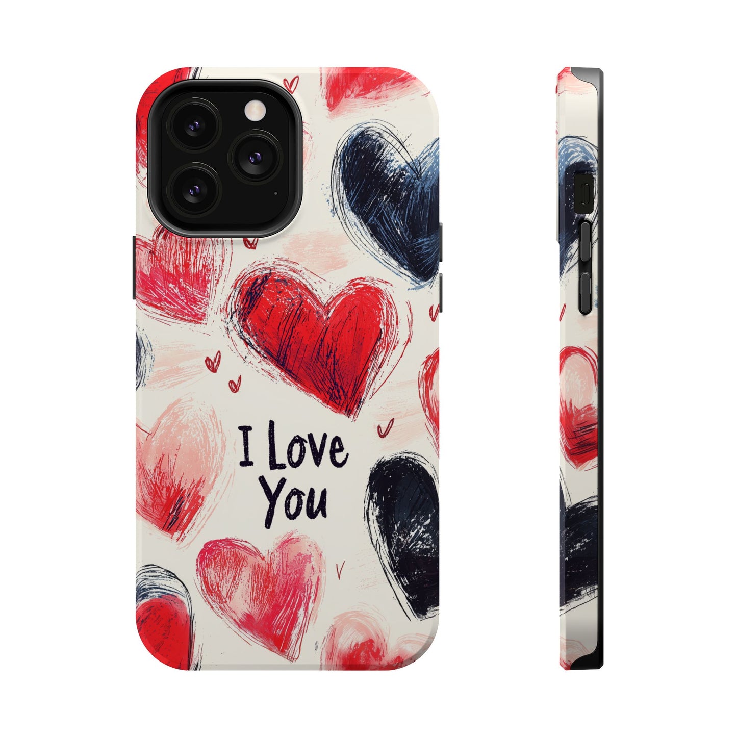 Brushstroke Hearts of Love "I Love You" - MagSafe Compatible Case