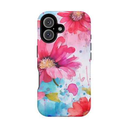 Vibrant Watercolor Red & Pink Floral - MagSafe iPhone Case