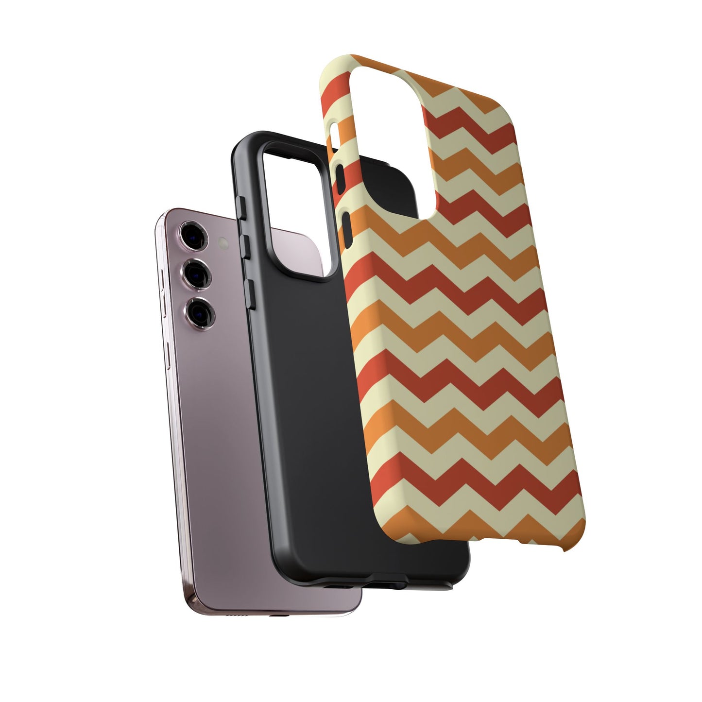 Warm Sunset Chevron – Orange, Red & Cream Geometric Samsung Galaxy Case