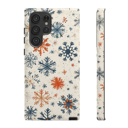 Rustic Orange and Blue Snowflake Pattern – Samsung Galaxy Series Case