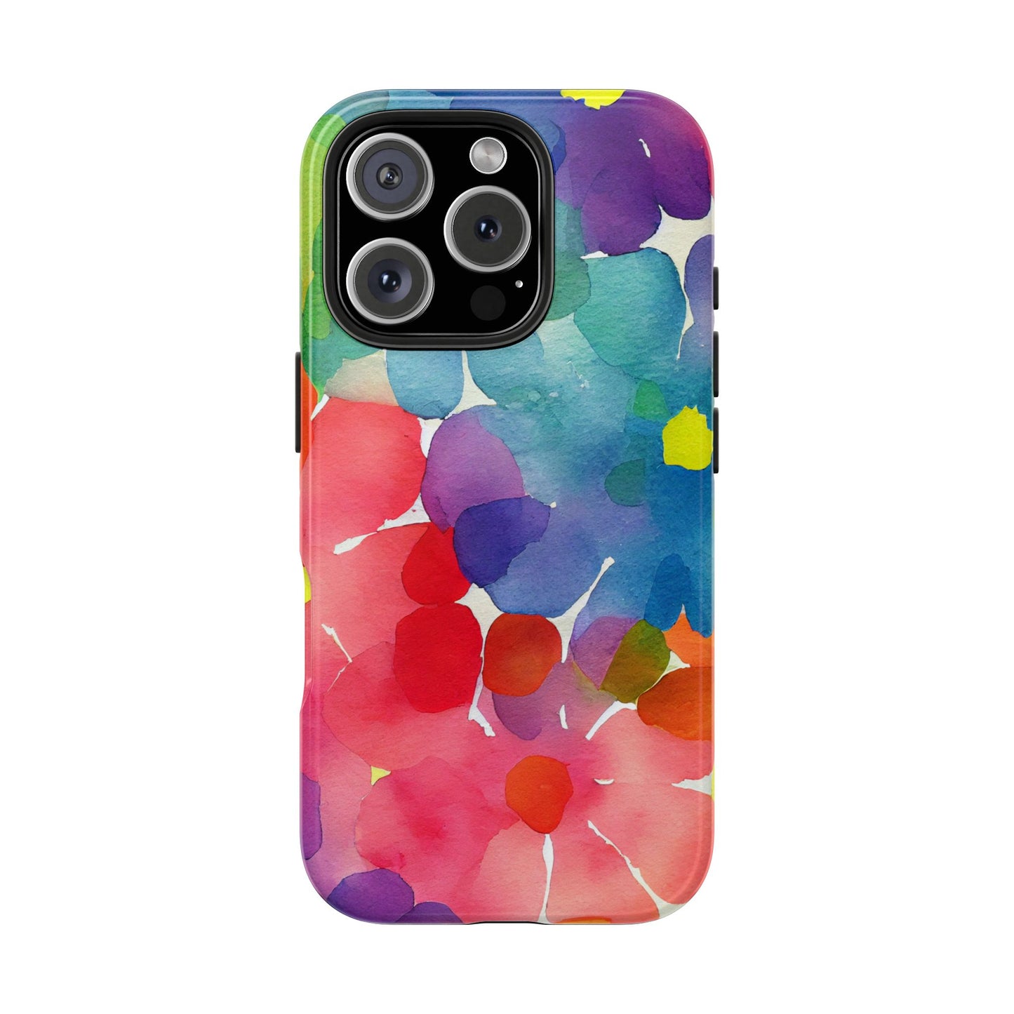 Rainbow Bloom Watercolor iPhone Case – Slim Design, Glossy Finish