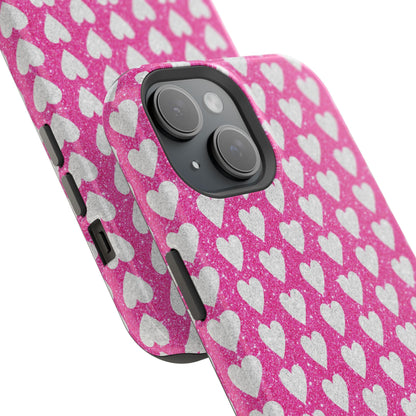 Pink Glitter Heart Pattern MagSafe Case