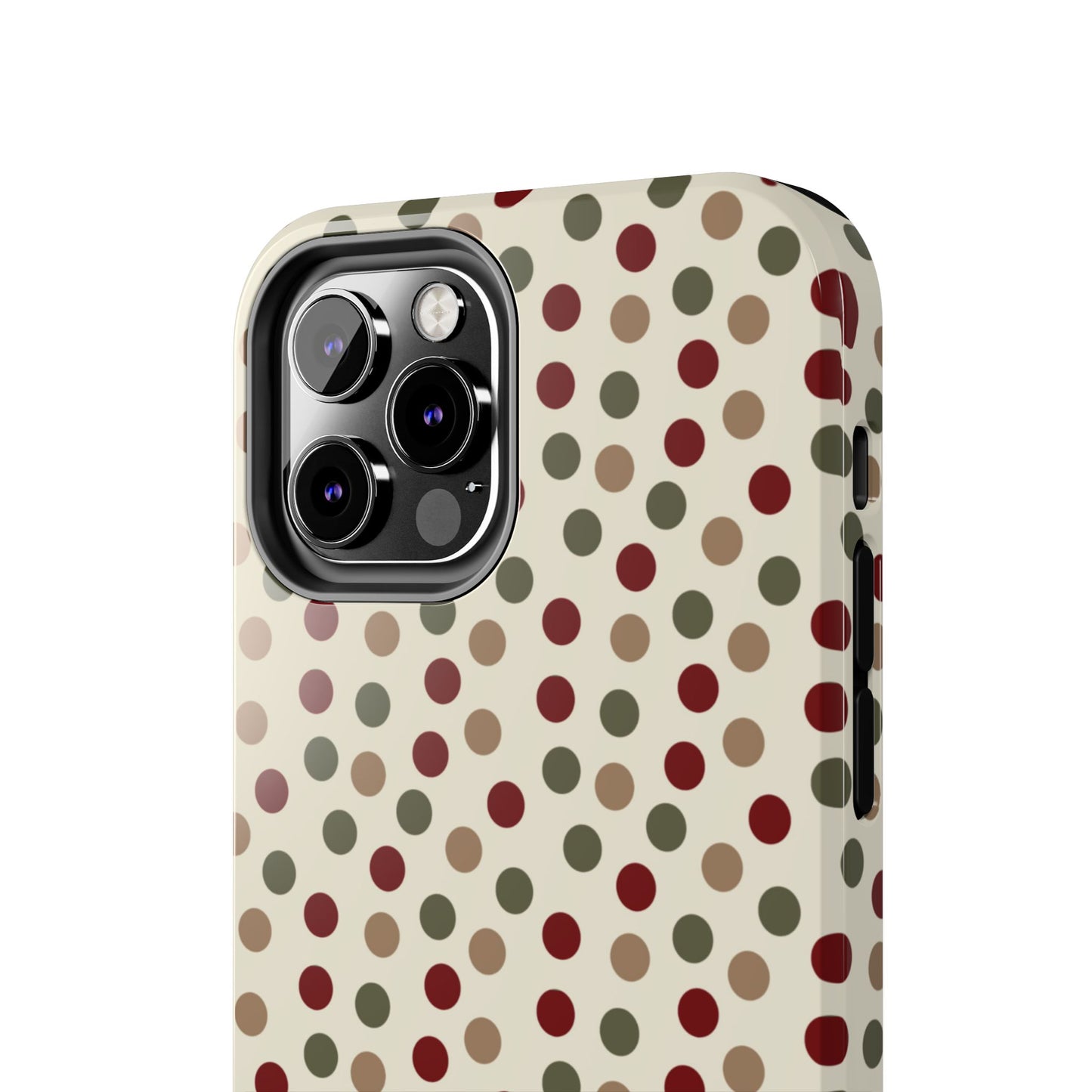 Festive Red & Green Polka Dots on Cream – iPhone Case