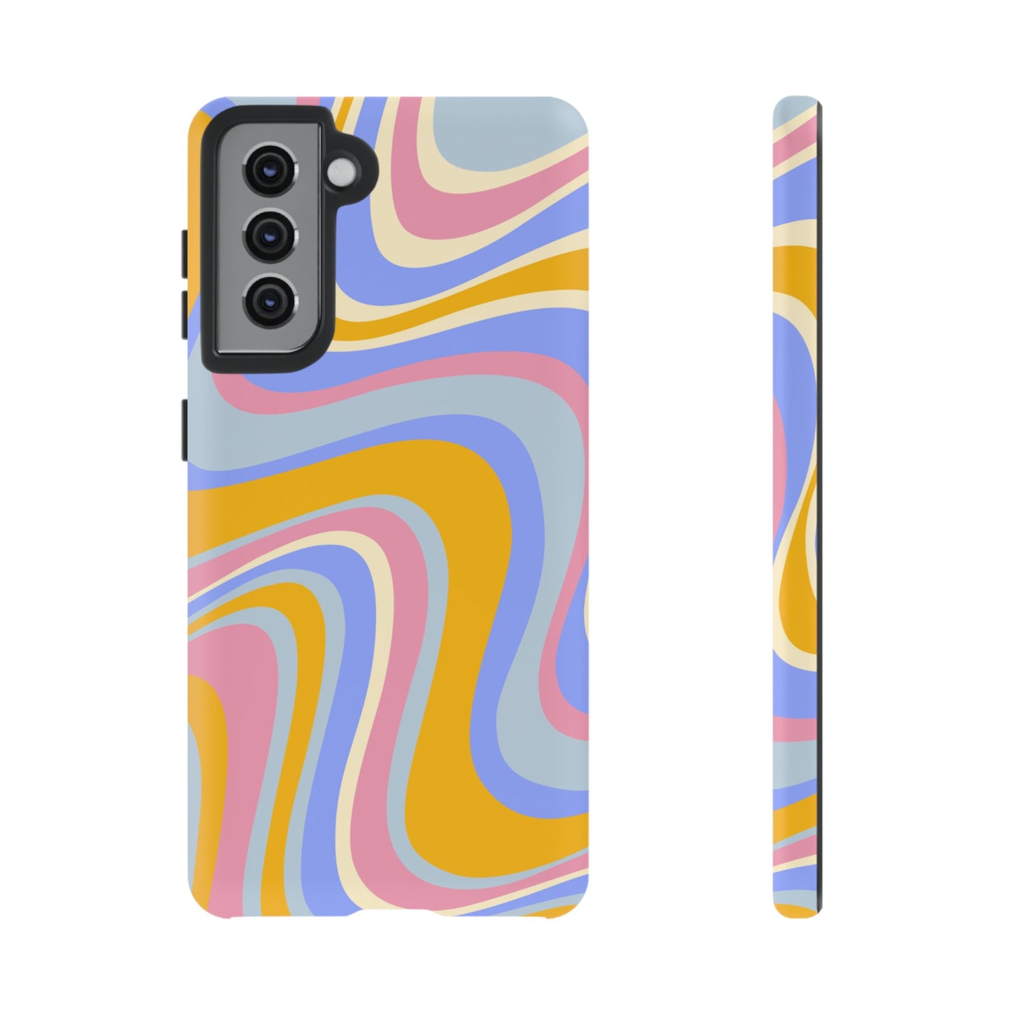 Groovy Pastel Waves Samsung Galaxy Case – 70s-Inspired Design with Dual-Layer Protection